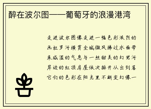 醉在波尔图——葡萄牙的浪漫港湾